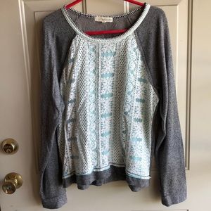 Gray and Teal Lacey Sweater